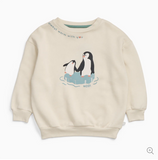 (0 Month to 3 Years)Twill Corner Baby Winter Sweatshirt – Soft Fleece Penguin Print