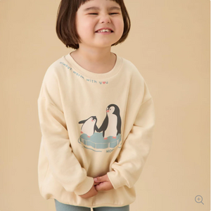 (0 Month to 3 Years)Twill Corner Baby Winter Sweatshirt – Soft Fleece Penguin Print