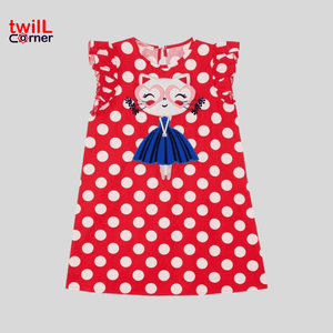 [1-5 years] Denokids Polka Dot Puppy Girl Poplin Dress