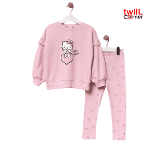 Mini Podium Hello Kitty Long Sleeve Cotton Top and Bottom Girl's Double Tights Set