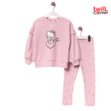 Mini Podium Hello Kitty Long Sleeve Cotton Top and Bottom Girl's Double Tights Set