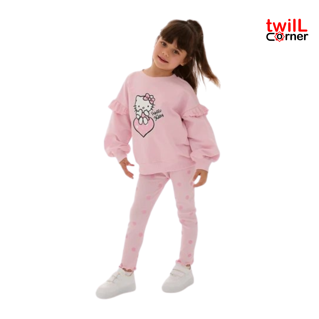 Mini Podium Hello Kitty Long Sleeve Cotton Top and Bottom Girl's Double Tights Set