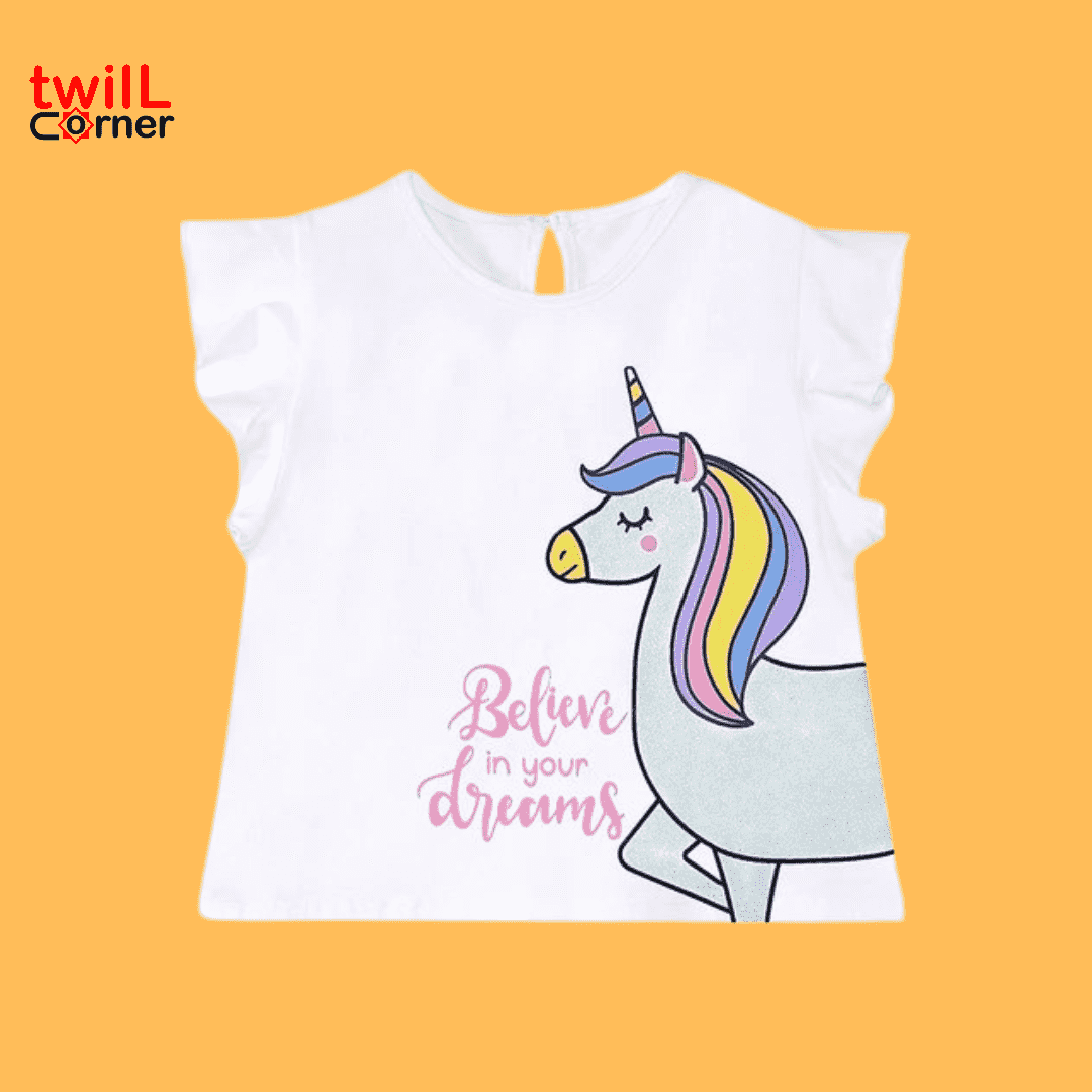 [1-7 years] Denokids Sim Unicorn Girls T-Shirt Poplin Shorts Set