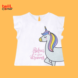 [1-7 years] Denokids Sim Unicorn Girls T-Shirt Poplin Shorts Set