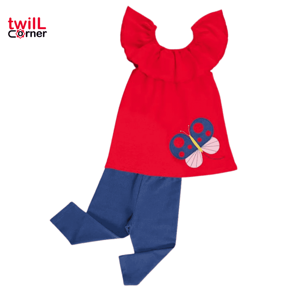 [1-7 years] Denokids Frilly Butterfly Girls Tunic Tights Set