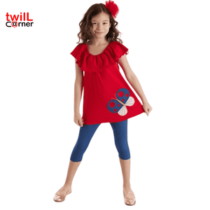 [1-7 years] Denokids Frilly Butterfly Girls Tunic Tights Set