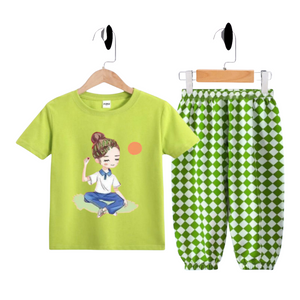 (2Y–8Years) Code,70 Zen Vibe Girl's Cotton Co-Ord Set – Relaxed Style