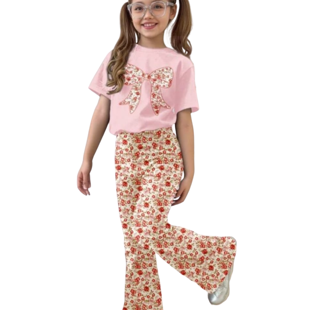 (2Y–12 Years) Code,P11 Floral Bow Chic Co-Ord Set for Girls – Elegant Comfort