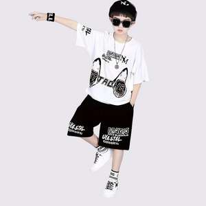 (2–10 Years)Code,112. Urban Attack Kids’ Hip-Hop Summer Set – White & Black Street Style Outfit