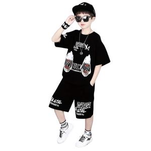 (2–10 Years)Code,113. Urban Shark Black Streetwear Set – Bold Summer Outfit for Boys