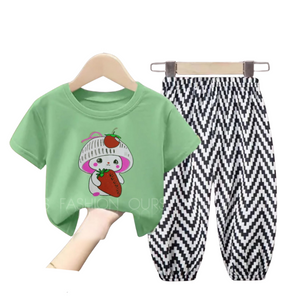 (2Y–4 Years)Code,32  Minty Mushroom & Strawberry Set – Cute Kids Outfit