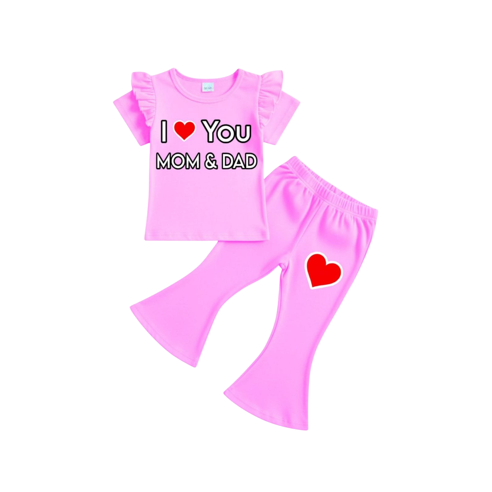 ( 1–7 Years) Twill Corner Girls  DTF Print Outfit – Soft Cotton Top & Flare Pant Set