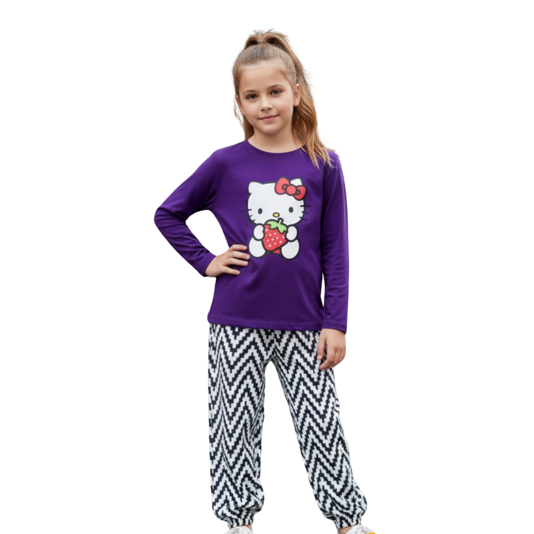 (3Y–12 Years) Code 123 Kids’ Full Sleeve Cartoon Print Outfit