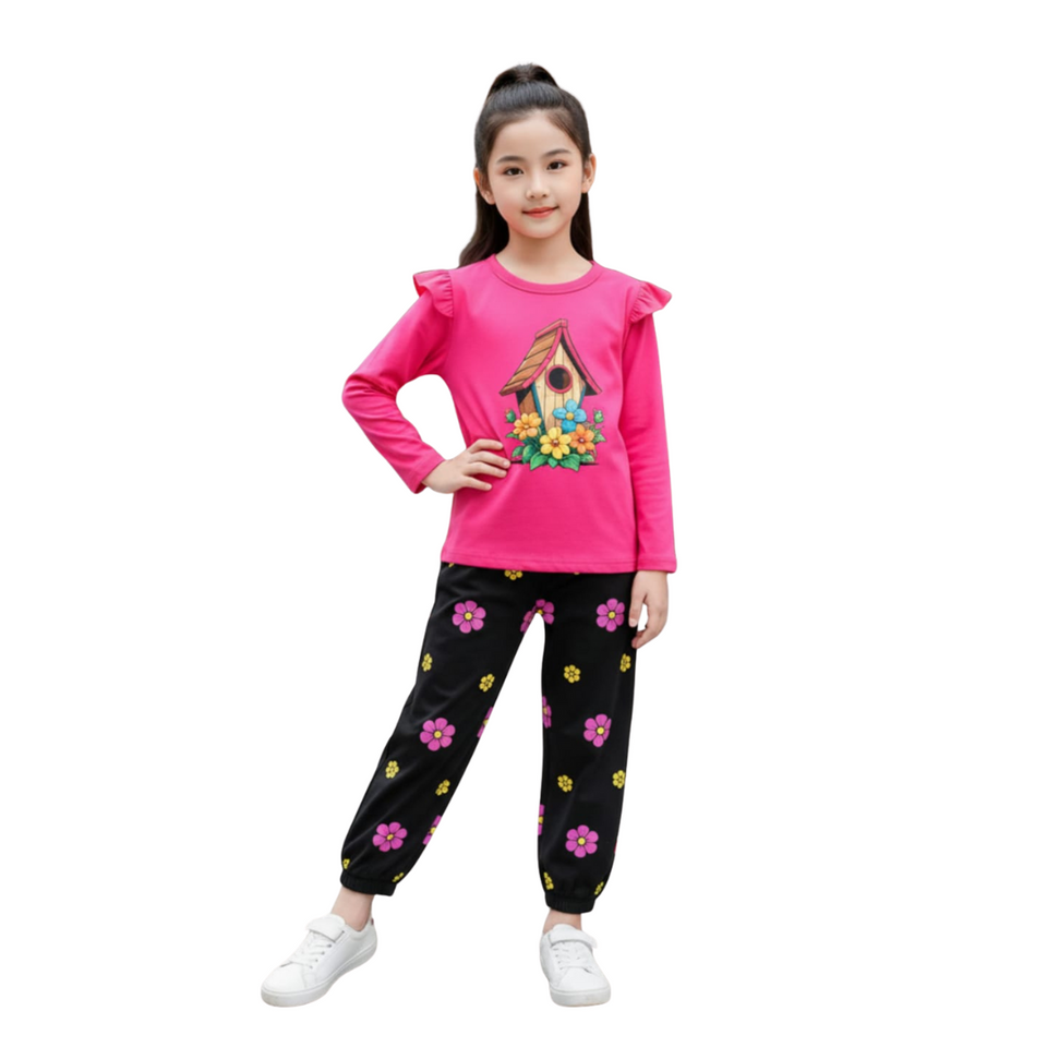 (3Y–12 Years) Code 121 Kids’ Full Sleeve Floral Print Outfit