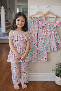 (1Y–8Y ) Girls Soft Printed Top & Pants Set