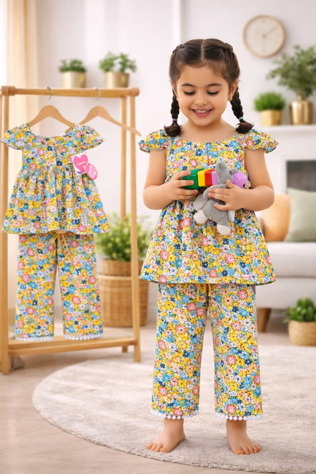 (1Y–8Y ) Girls Soft Printed Top & Pants Set – Elegant