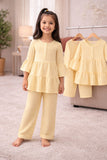 (1Y–8Y ) Girls Soft Yellow Printed Top & Pants Set – Comfortable Daily Wear