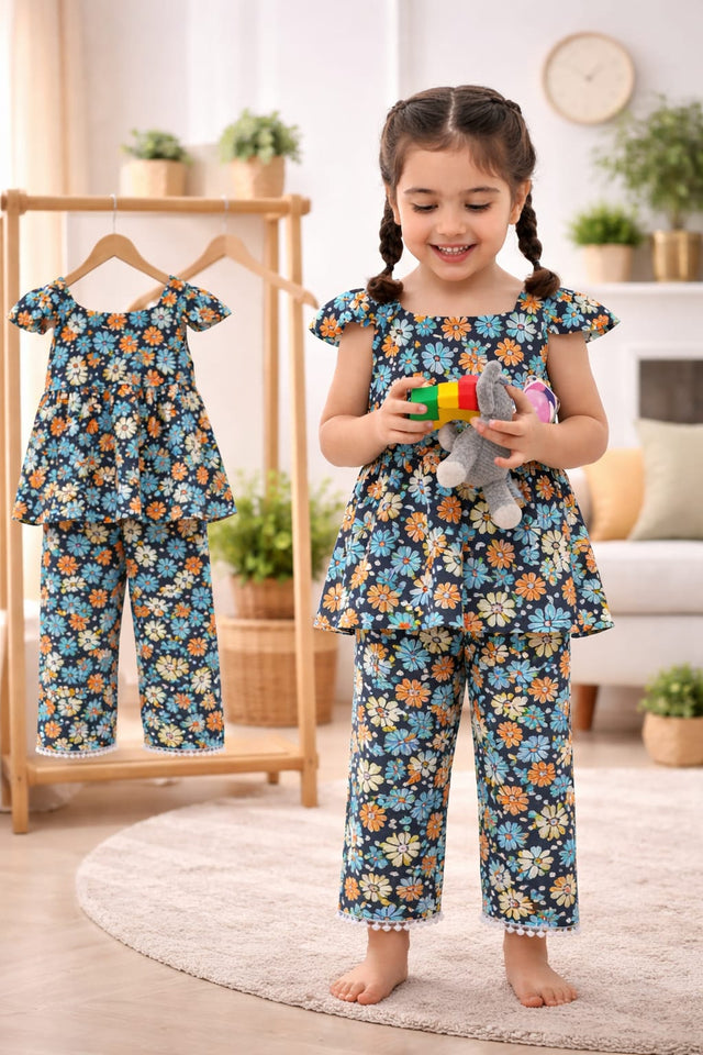 (1Y–8Y ) Girls Soft Printed Top & Pants Set – Elegant & Comfortable Wear