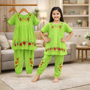 (3Y–12Y ) A-5 Girls Soft Printed Top & Pants Set