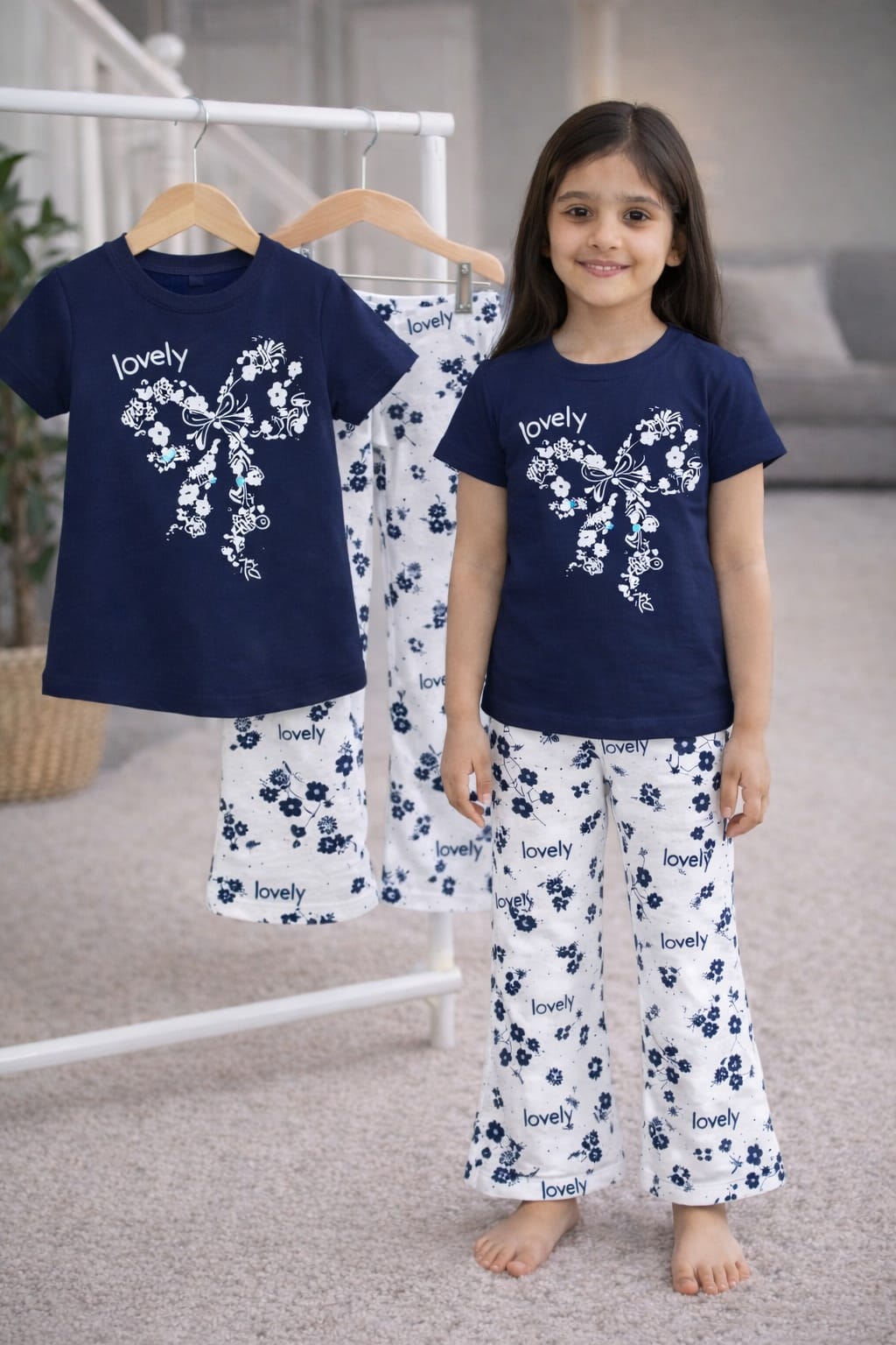 (3Y–12Y ) A-15 Girls Soft Printed Top & Pants Set
