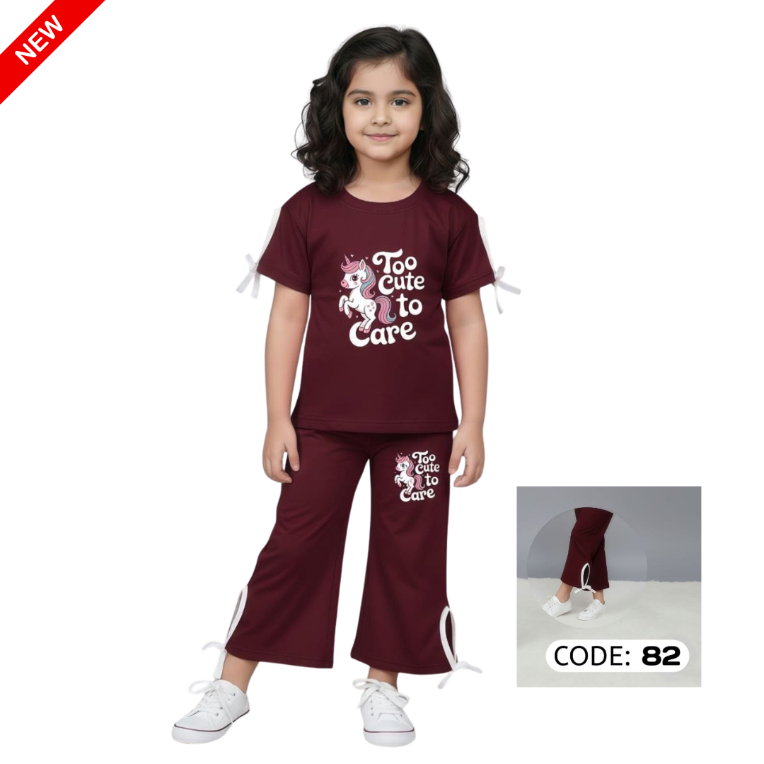 (3Y–12Y ) Code-82 Girls Soft Printed Top & Pants Set - New Arrivals