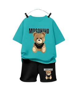 (6M to 6Y) Teddy Cool Summer Set – Teal & Black Edition KW/