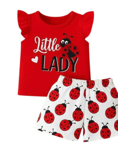 (6M to 6Y) Little Ladybug Summer Set – Adorable & Playful Girls' Outfit, KW