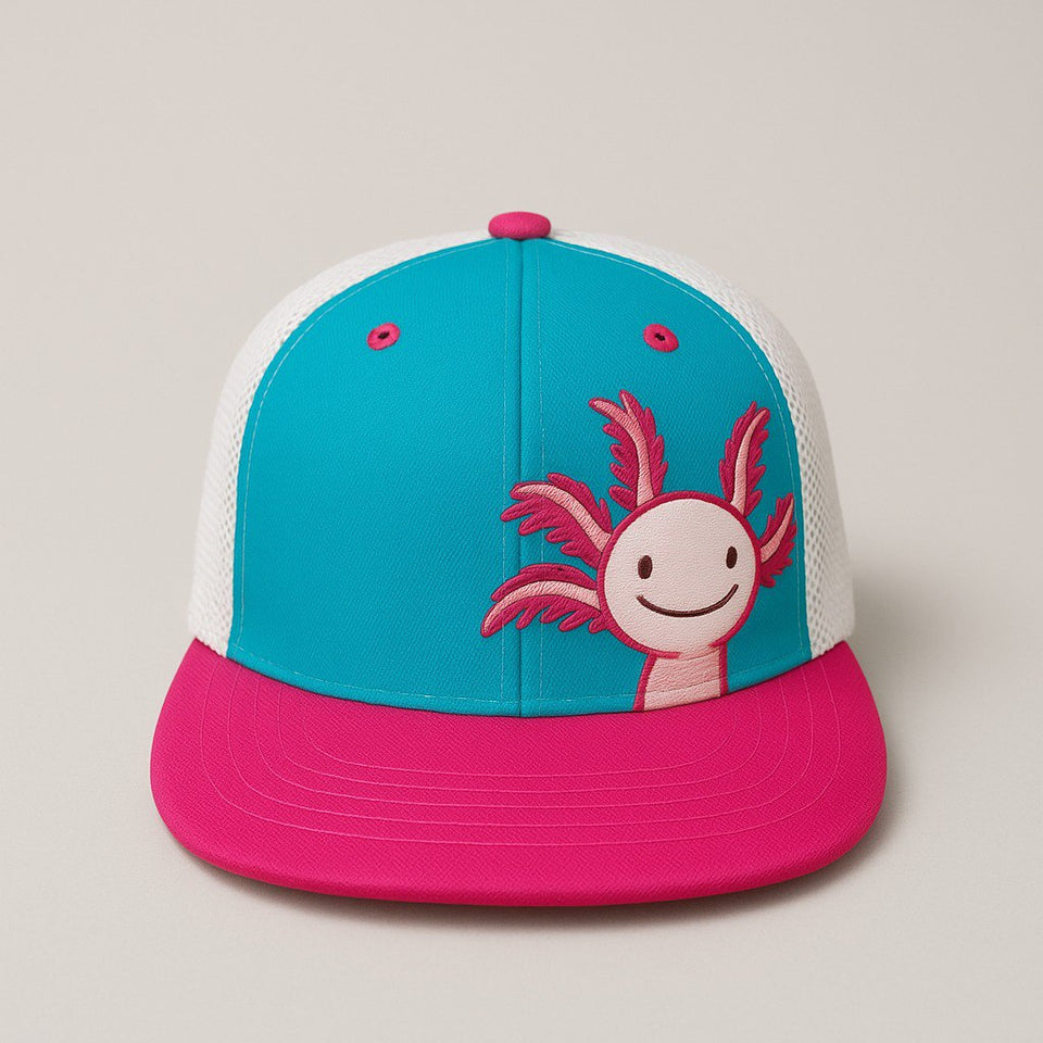 Axolotl Vibes Trucker Cap – Teal, Pink & White