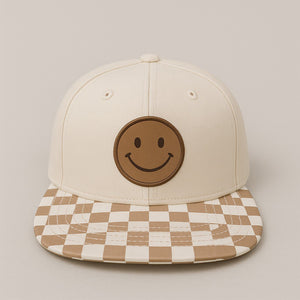 Smiley Checkerboard Snapback Cap