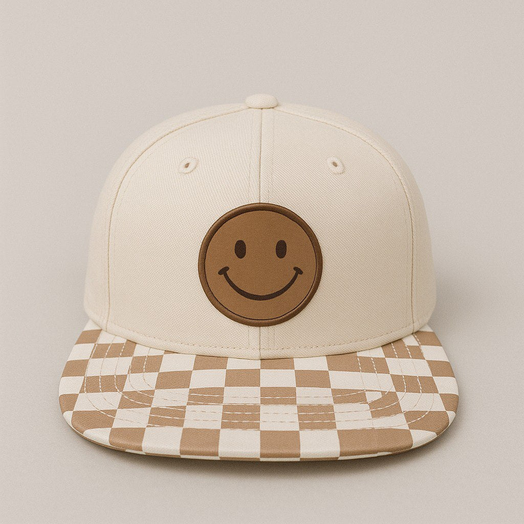Smiley Checkerboard Snapback Cap
