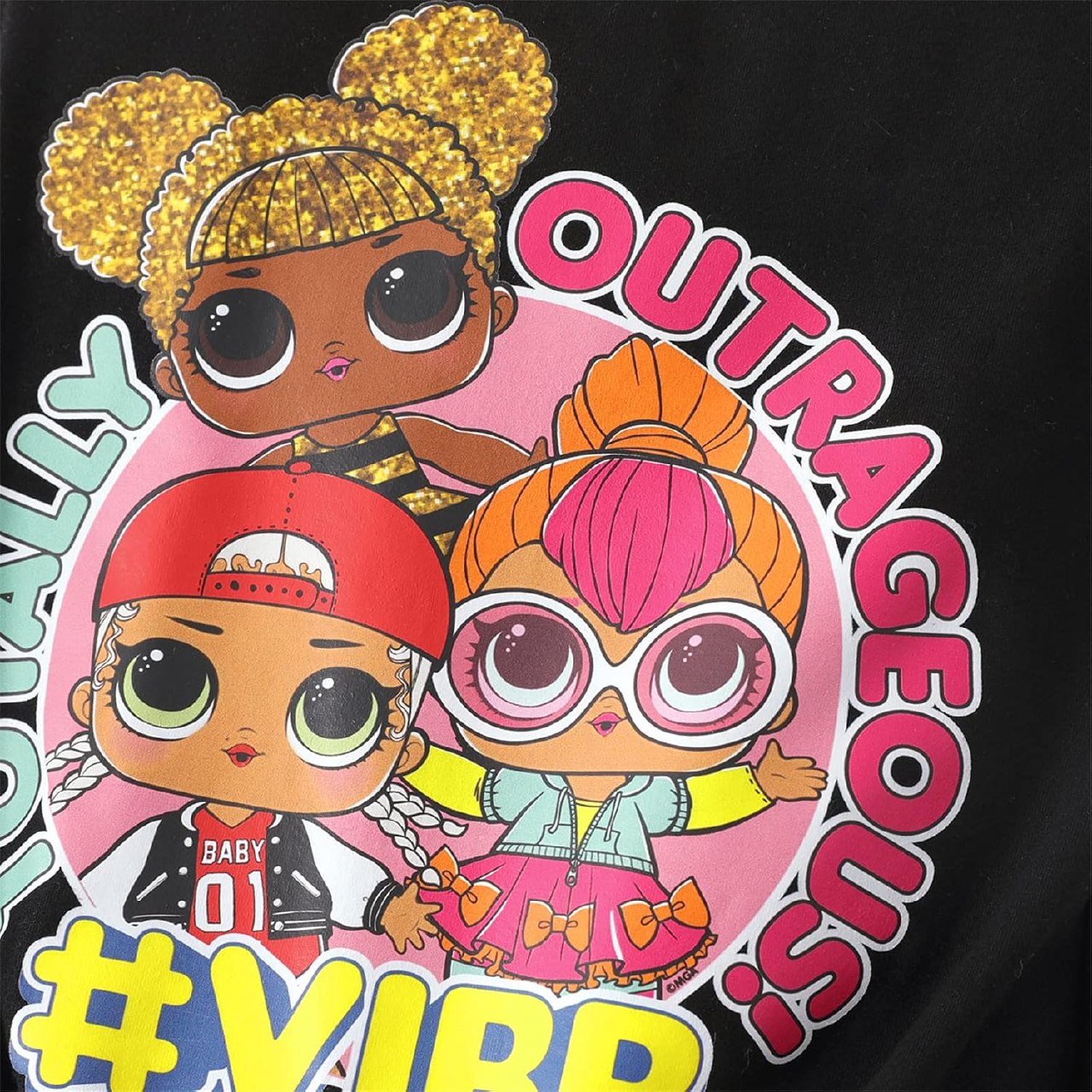 L.O.L. Surprise! Girls Skirt Set 2Pcs Kid Girl Graphic Print Tie Knot Ruffle Sleeve Cotton Tee and Allover Print Skirt Set Blackened White