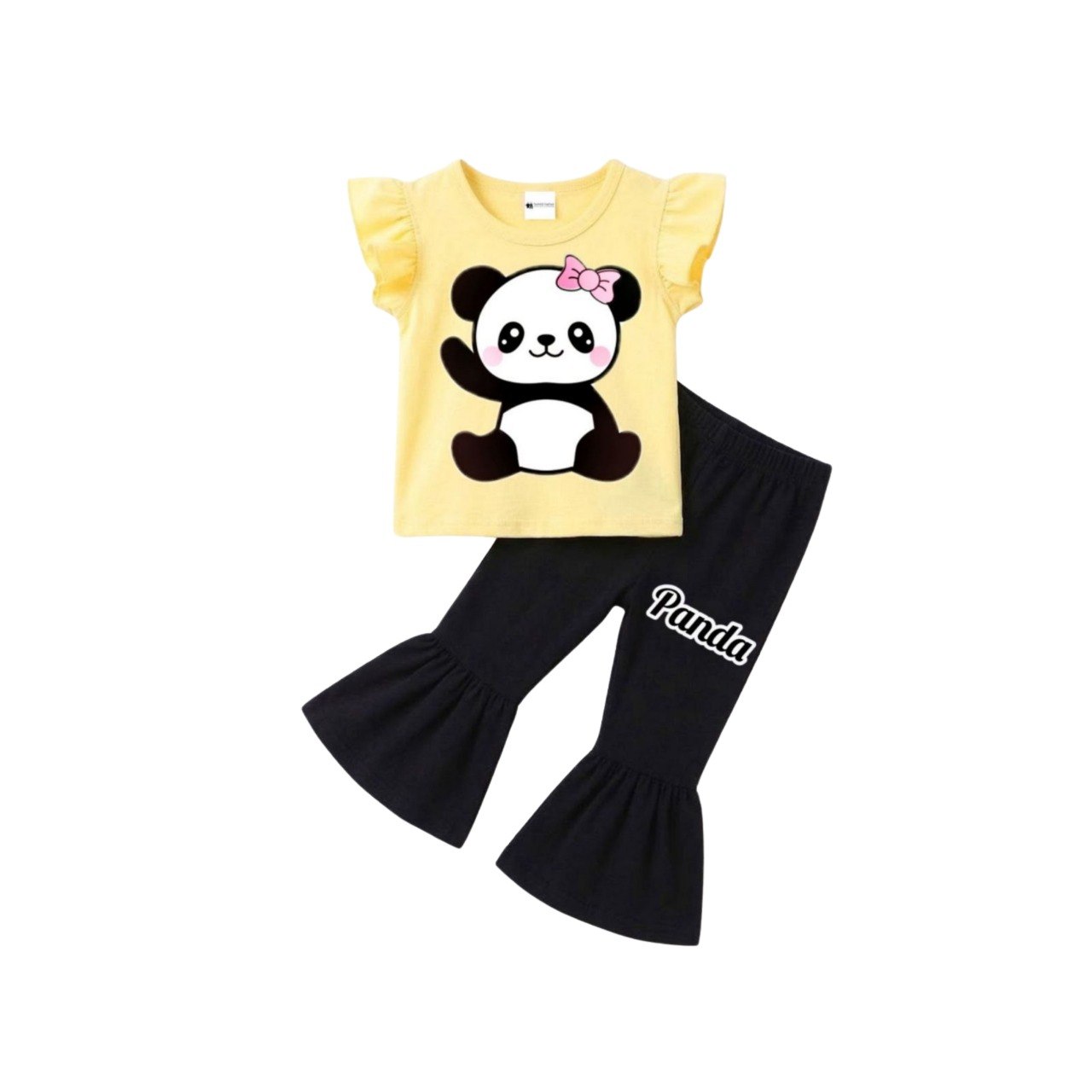 ( 1–7 Years) Twill Corner Girls  DTF Print Outfit – Soft Cotton Top & Flare Pant Set