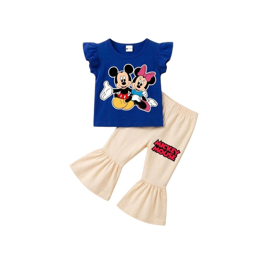( 1–7 Years) Twill Corner Girls  DTF Print Outfit – Soft Cotton Top & Flare Pant Set