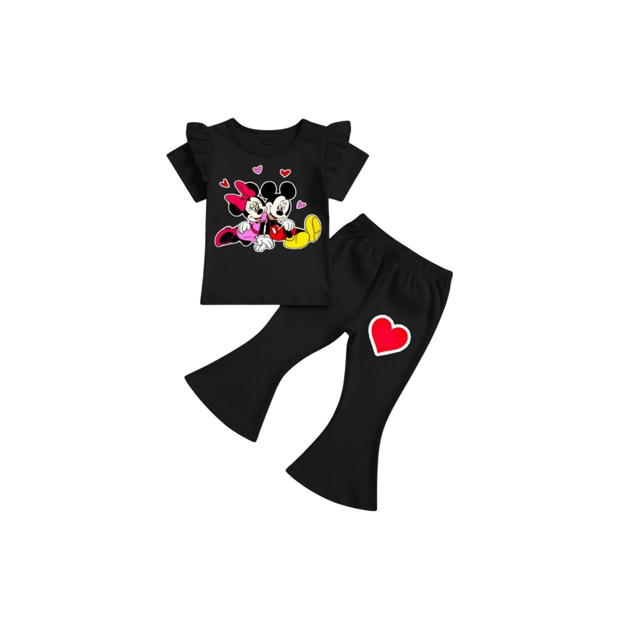 ( 1–7 Years) Twill Corner Girls  DTF Print Outfit – Soft Cotton Top & Flare Pant Set
