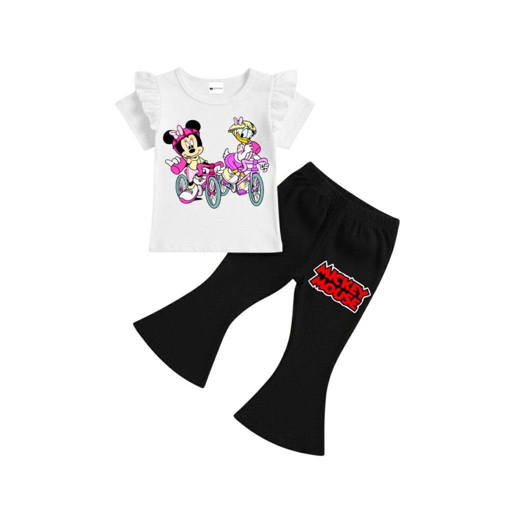 ( 1–7 Years) Twill Corner Girls  DTF Print Outfit – Soft Cotton Top & Flare Pant Set
