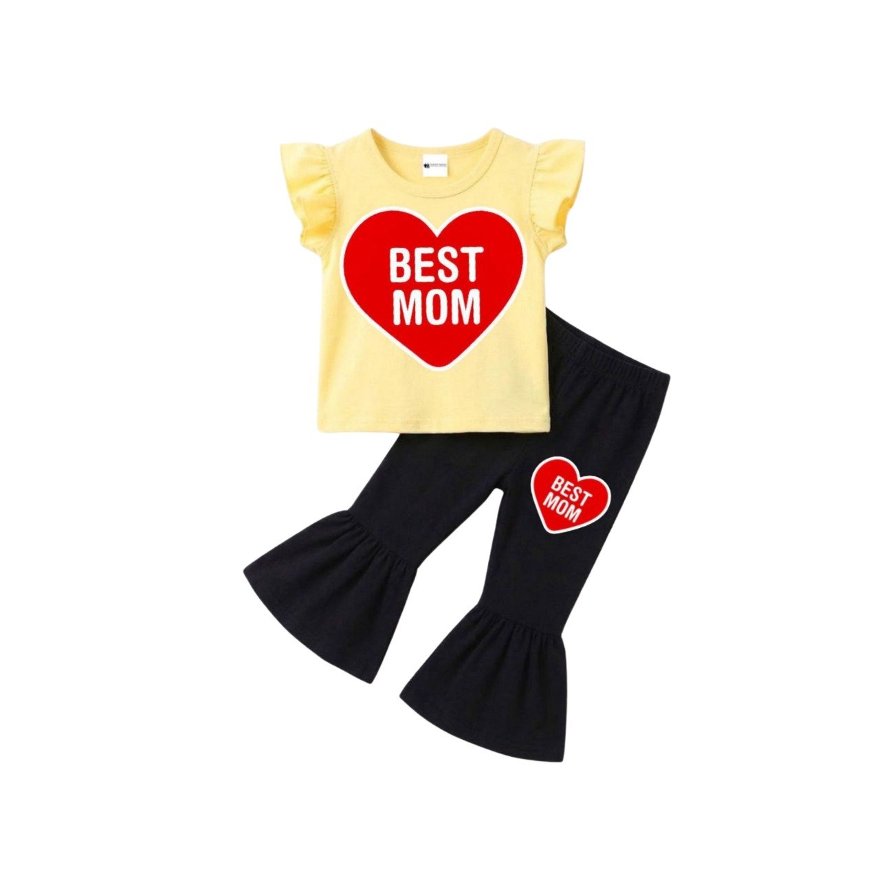 ( 1–7 Years) Twill Corner Girls  DTF Print Outfit – Soft Cotton Top & Flare Pant Set