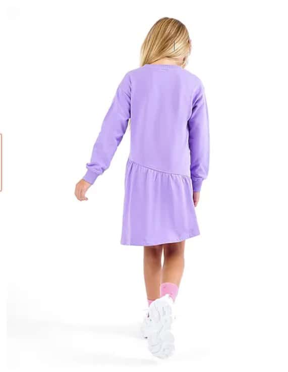 Primo Gino 100% Cotton Terry Fabric Full Sleeves High Low Winter Frocks Text Print - Purple