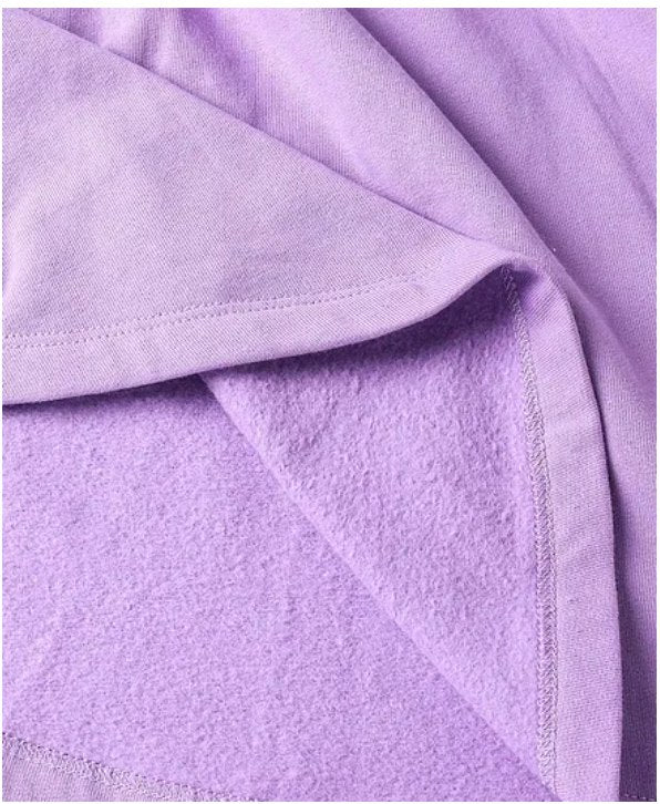 Primo Gino 100% Cotton Terry Fabric Full Sleeves High Low Winter Frocks Text Print - Purple